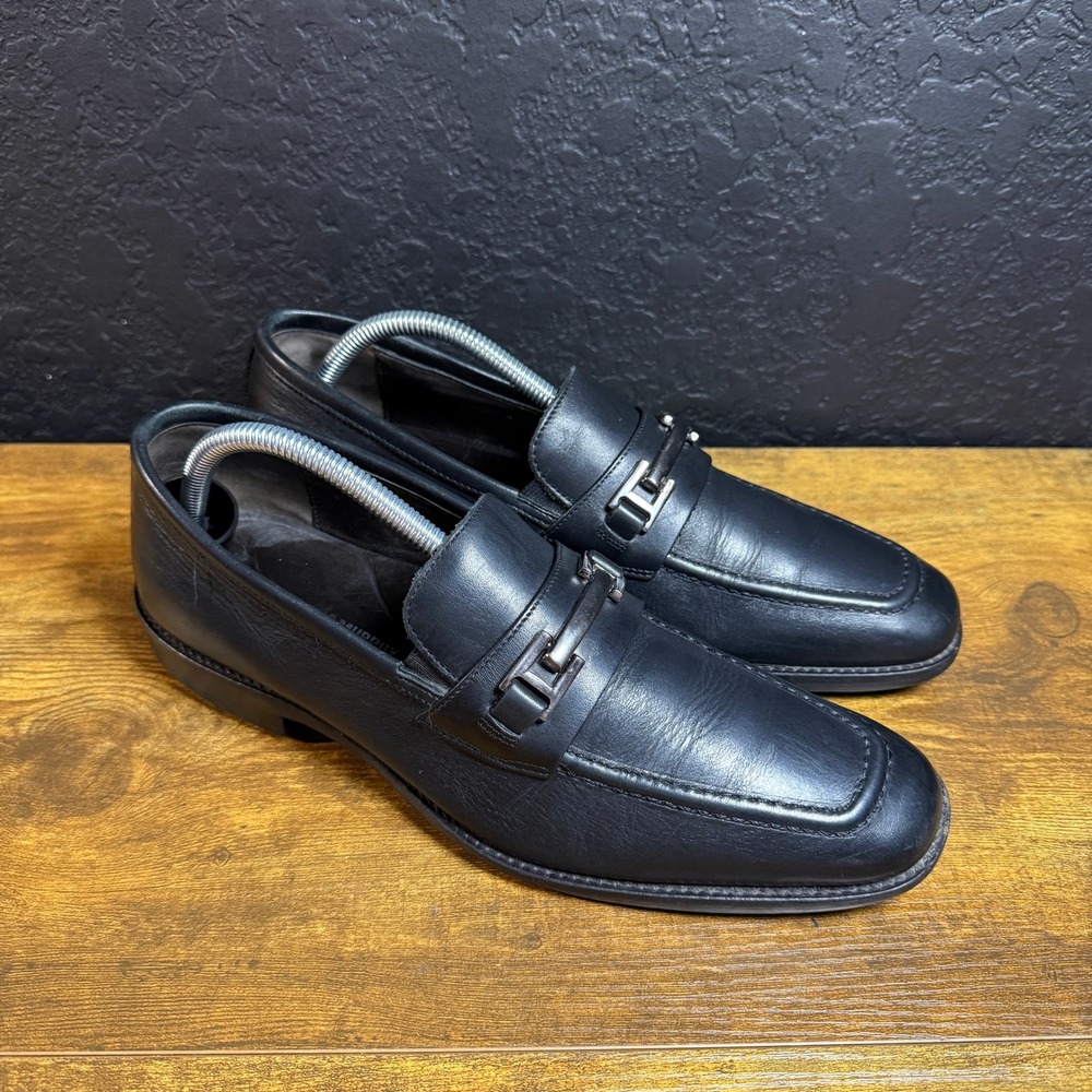 Johnston & Murphy 20-1477 Black Leather Bit Loafers Mens 8 M Dress Shoes